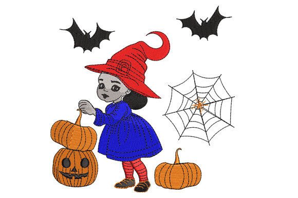 Beautiful Halloween Witch Embroidery